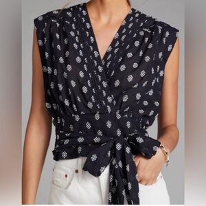 Anthropologie Geometric Wrap Top Like New - S